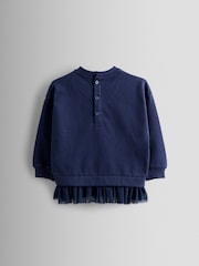 JoJo Maman Bébé Navy Blue Unicorn Appliqué Tulle Frill Sweatshirt - Image 2 of 4
