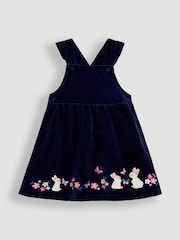 JoJo Maman Bébé Blue Hedgehog Applique Velour Pinafore Dress & Top Set - Image 2 of 5