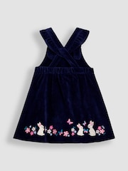 JoJo Maman Bébé Blue Hedgehog Applique Velour Pinafore Dress & Top Set - Image 3 of 5
