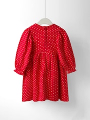 JoJo Maman Bébé Red Reindeer Christmas Yoke Appliqué Dress - Image 2 of 4