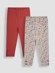 Orange - JoJo Maman Bébé 2-Pack Classic Floral Leggings - Bild 1 von 5