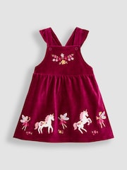JoJo Maman Bébé Purple Light Hedgehog Applique Velour Pinafore Dress & Top Set - Image 2 of 5