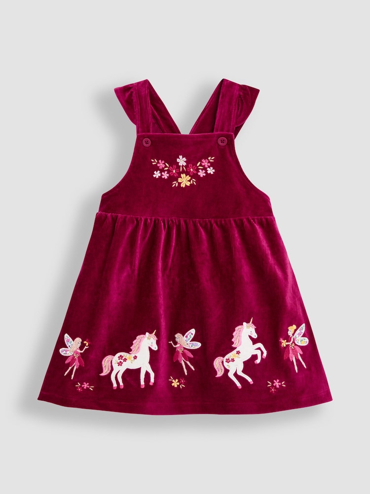 JoJo Maman Bébé Purple Light Hedgehog Applique Velour Pinafore Dress & Top Set - Image 2 of 5