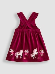 JoJo Maman Bébé Purple Light Hedgehog Applique Velour Pinafore Dress & Top Set - Image 3 of 5