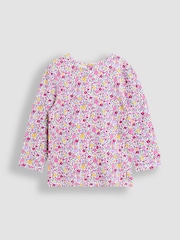 JoJo Maman Bébé Purple Light Hedgehog Applique Velour Pinafore Dress & Top Set - Image 4 of 5