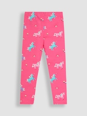 JoJo Maman Bébé Fuchsia Pink Unicorns 2-Pack Printed Leggings - Image 3 of 5