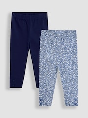 Hellblau - JoJo Maman Bébé 2-Pack Classic Floral Leggings - Bild 1 von 5