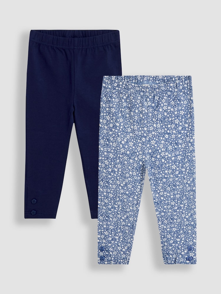 Hellblau - JoJo Maman Bébé 2-Pack Classic Floral Leggings - Bild 1 von 5