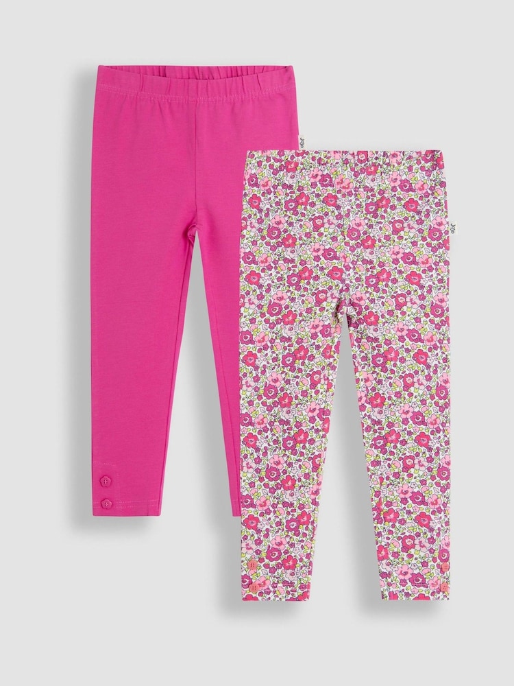 JoJo Maman Bébé Pink 2-Pack Ditsy Floral Leggings - Image 1 of 7