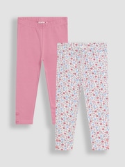 Hellrosa - JoJo Maman Bébé 2-Pack Classic Floral Leggings - Bild 1 von 5