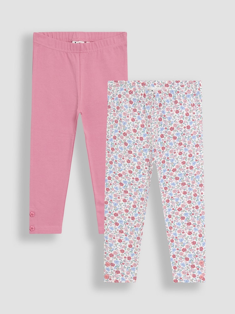 Hellrosa - JoJo Maman Bébé 2-Pack Classic Floral Leggings - Bild 1 von 5