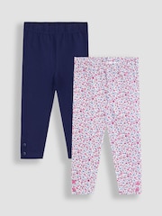 Blau - JoJo Maman Bébé 2-Pack Classic Floral Leggings - Bild 1 von 5