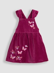 JoJo Maman Bébé Purple Hedgehog Applique Velour Pinafore Dress & Top Set - Image 2 of 6