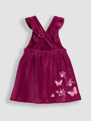 JoJo Maman Bébé Purple Hedgehog Applique Velour Pinafore Dress & Top Set - Image 3 of 6