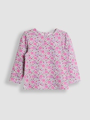 JoJo Maman Bébé Purple Hedgehog Applique Velour Pinafore Dress & Top Set - Image 4 of 6