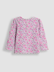 JoJo Maman Bébé Purple Hedgehog Applique Velour Pinafore Dress & Top Set - Image 5 of 6