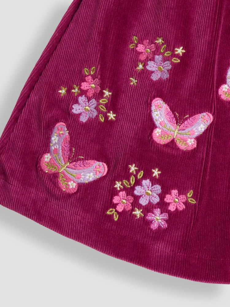 JoJo Maman Bébé Purple Hedgehog Applique Velour Pinafore Dress & Top Set - Image 6 of 6