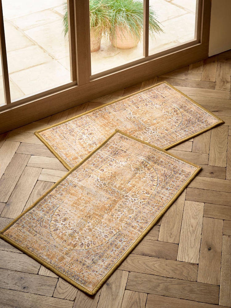 Yellow Washable Emporium Oriental Doormats - Image 1 of 5 Yellow Washable Emporium Oriental Doormats - Image 1 of 5