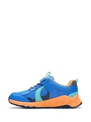Clarks Blue Orange Kids Wide Fit Bright Selva Hero Shoes - Image 2 of 8