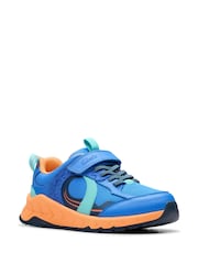 Clarks Blue Orange Kids Wide Fit Bright Selva Hero Shoes - Image 3 of 8