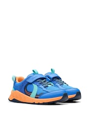 Clarks Blue Orange Kids Wide Fit Bright Selva Hero Shoes - Image 4 of 8