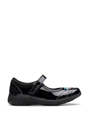 Clarks Black Extra Wide Fit (H) Patent Relda Spark Kid Shoes - Image 1 of 8