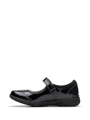 Clarks Black Extra Wide Fit (H) Patent Relda Spark Kid Shoes - Image 2 of 8