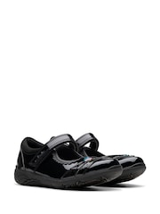 Clarks Black Extra Wide Fit (H) Patent Relda Spark Kid Shoes - Image 4 of 8