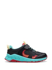 Negro y azul - Clarks Kids Wide Fit Bright Selva Hero Shoes - Imagen 1 de 8