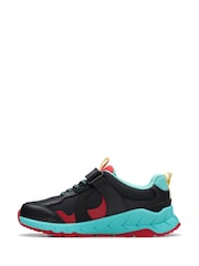 Negro y azul - Clarks Kids Wide Fit Bright Selva Hero Shoes - Imagen 2 de 8