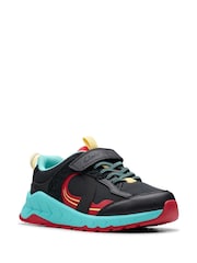 Negro y azul - Clarks Kids Wide Fit Bright Selva Hero Shoes - Imagen 3 de 8