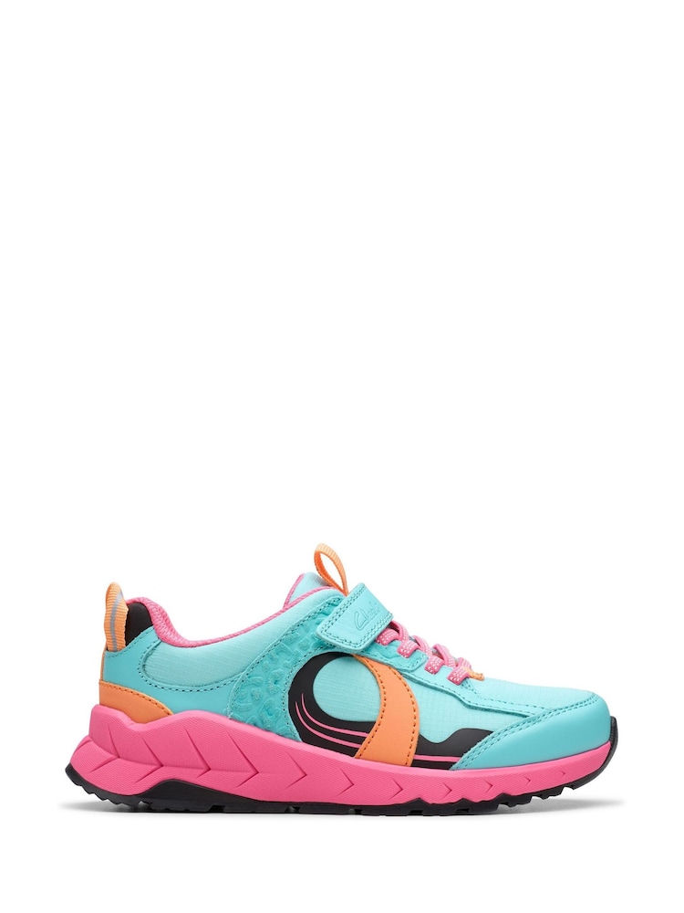 Azul Rosa - Clarks Kids Wide Fit Bright Selva Hero Shoes - Imagen 1 de 8