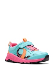 Azul Rosa - Clarks Kids Wide Fit Bright Selva Hero Shoes - Imagen 3 de 8
