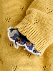 Yellow/ Navy Ditsy/ Purple Knitted Cardigan, Long Sleeve Top and Cord Trouses Baby 3 Piece Set (0mths-2yrs) - Image 16 of 20
