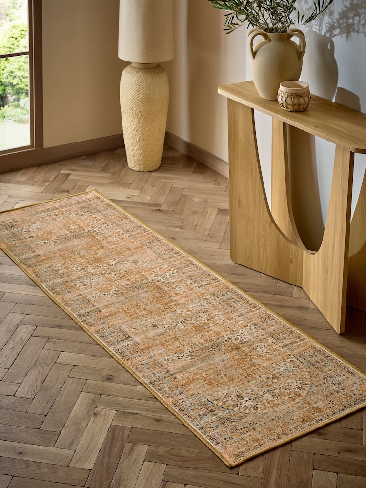Honey Yellow Washable Emporium Oriental Runner - Image 1 of 5