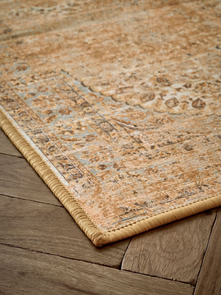 Honey Yellow Washable Emporium Oriental Runner - Image 2 of 5
