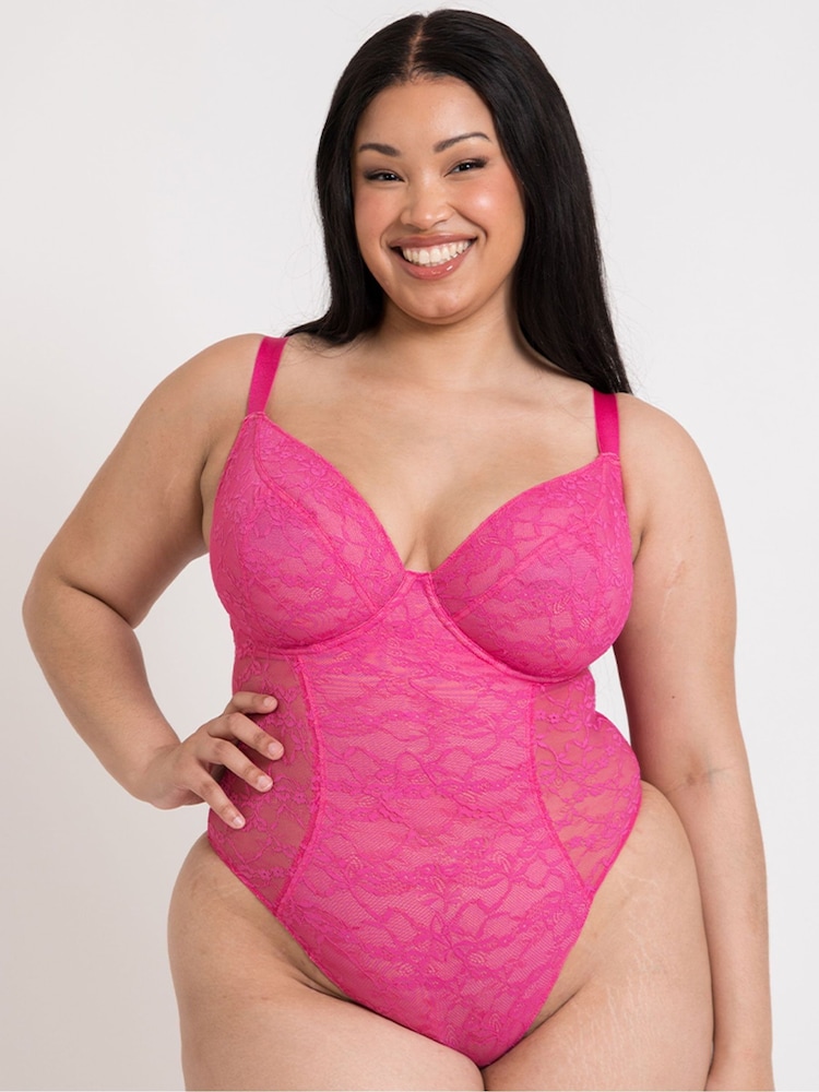 Curvy Kate Pink All Night Lace Plunge Body - Bild 1 von 6