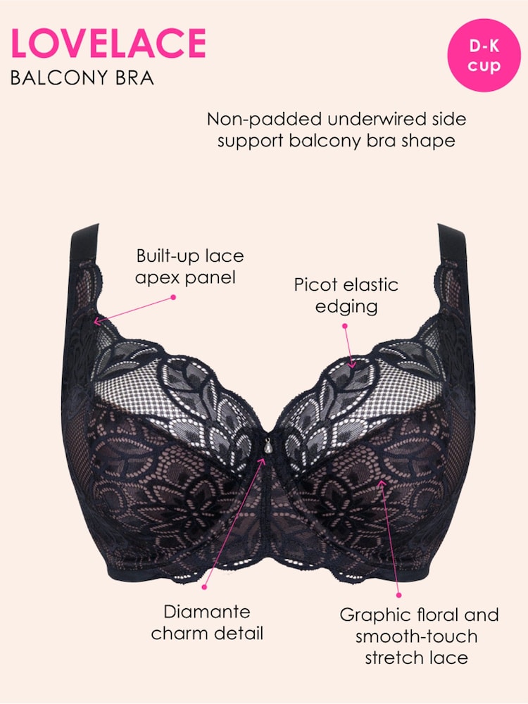 Curvy Kate Lovelace Side Support Balcony Black Bra - Image 7 of 7