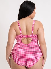 Curvy Kate Pink Holiday Check Non Wired Swimsuit - Image 2 of 7