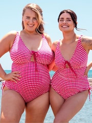 Curvy Kate Pink Holiday Check Non Wired Swimsuit - Image 3 of 7