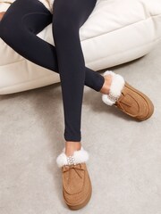 Hellbraun - Friends Like These Faux Fur Lined Whipstich Mule Slippers - Bild 3 von 4