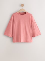 Rose Pink Short Sleeve Slub Jersey Crew Neck T-Shirt - Image 5 of 7