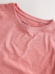 Rose Pink Short Sleeve Slub Jersey Crew Neck T-Shirt - Image 6 of 7