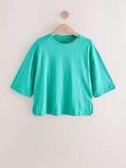Green Short Sleeve Slub Jersey Crew Neck T-Shirt - Image 2 of 3