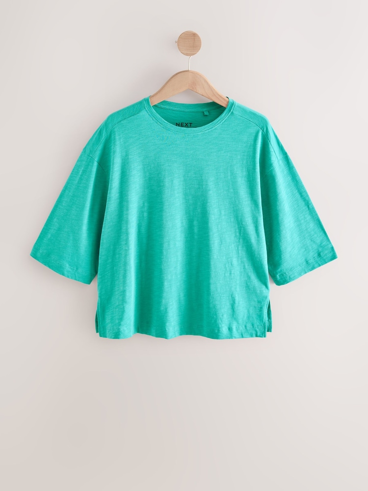 Green Short Sleeve Slub Jersey Crew Neck T-Shirt - Image 2 of 3