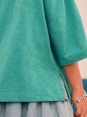 Green Short Sleeve Slub Jersey Crew Neck T-Shirt - Image 4 of 7