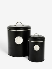 Set of 2 Black Bread Bin and Treat Storage Jars - Image 1 of 1