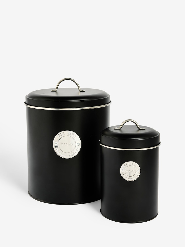 Set of 2 Black Bread Bin and Treat Storage Jars - Image 1 of 1