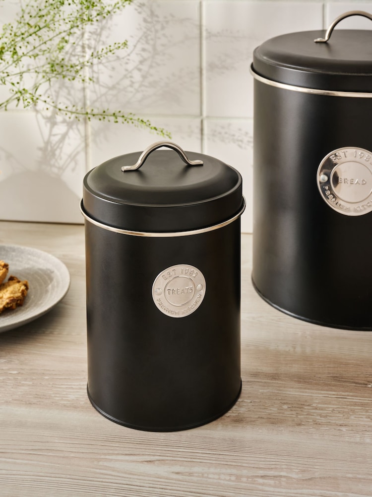 Set of 2 Black Bread Bin and Treat Storage Jars - Image 2 of 5