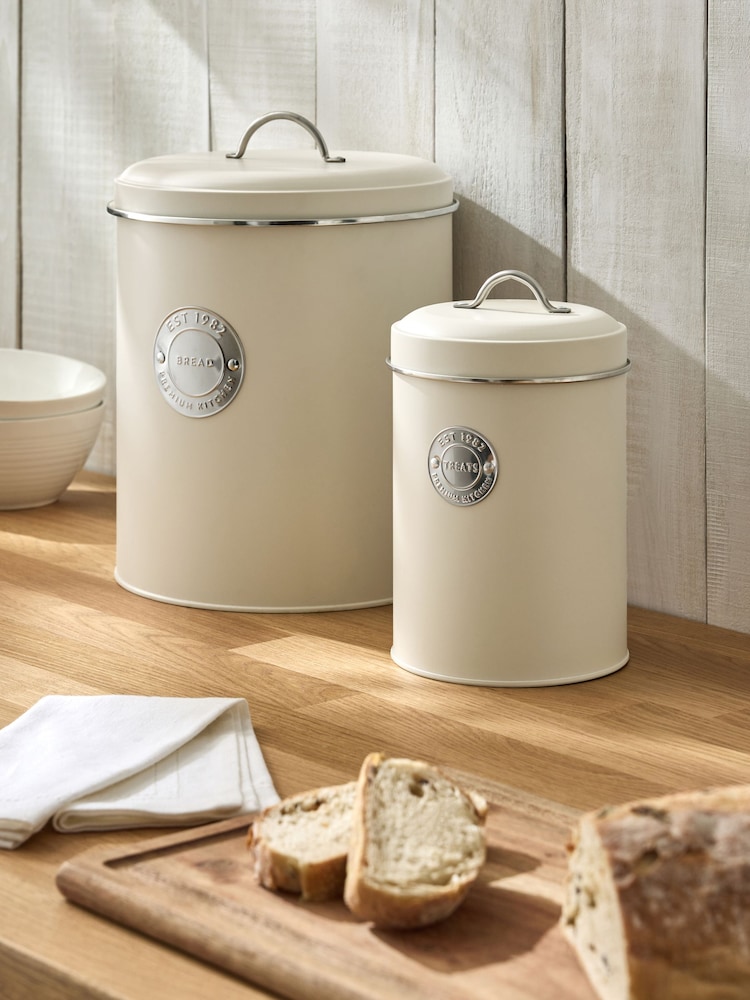 Set of 2 Cream Bread Bin and Treat Storage Jar - Image 2 of 4
